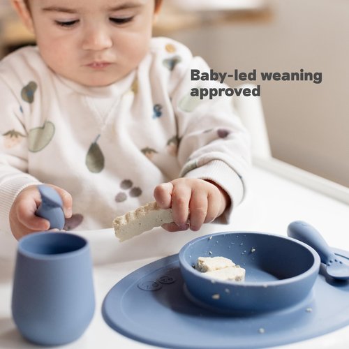 ezpz Tiny Bowl (Sage) - 6 Months+ - 100% Silicone Suction Placemat + Bowl for Infants - Fits All Highchair Trays - Baby-Led Weaning Supplies