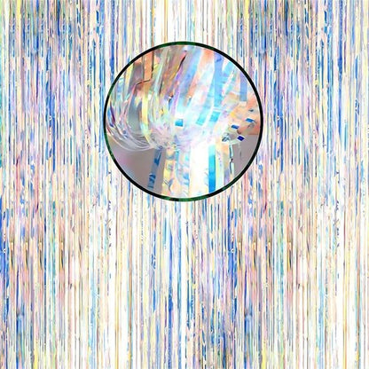 Iridescent Foil Curtain Backdrop by [Brand Name] - Stunning Neon Streamers for Party Decor | 3.2 ft x 6.5 ft