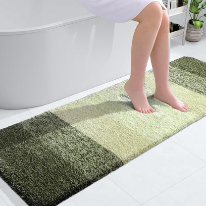 OLANLY Bathroom Runner Rugs Mat 59x20, Extra Soft Absorbent Microfiber Bath Rugs, Rubber Backing, Quick Dry, Washable Long Bath Mats for Bathroom, Tub and Shower, Home Decor Accessories, Dark Green