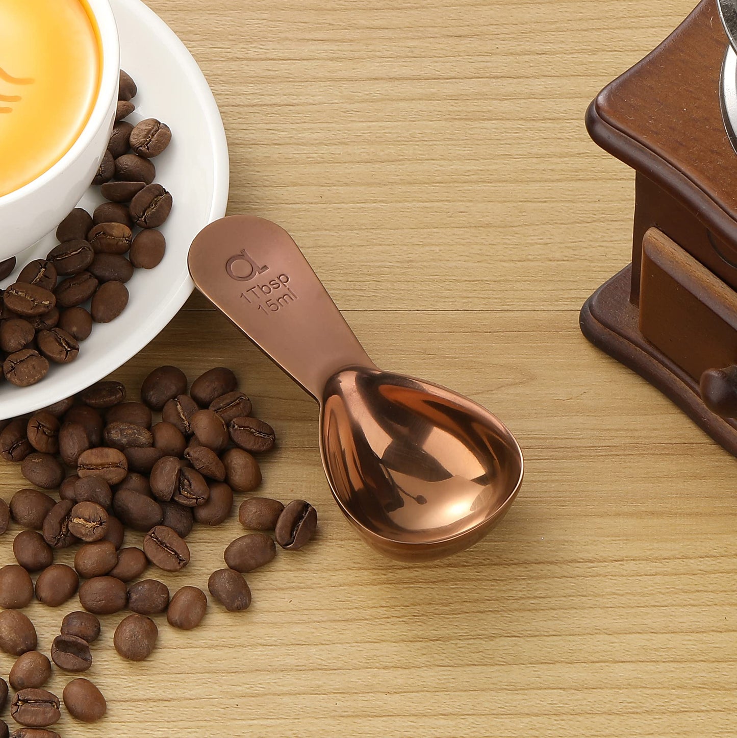 Apace Living Coffee Scoop (Set of 2) - 1 Tablespoon (Tbsp) - The Best Stainless Steel Measuring Spoons for Coffee, Tea, and More (Rose Gold)