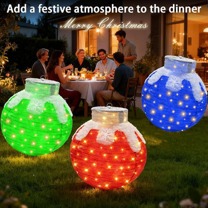 3 Pcs 28 inches Outdoor Christmas Ornaments, Lighted Pop Up Ball