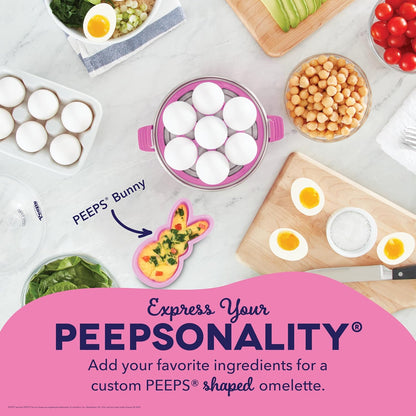 PEEPS & Dash Rapid Egg Cooker - Boil, Poach & Steam Up to 7 Eggs - Dishwasher Safe & BPA Free - Pink