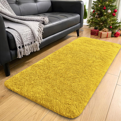 OLANLY 2x4 Machine Washable Runner Rugs for Hallway, Soft Fluffy Shaggy Bedside Rugs for Bedroom, Living Room, Indoor Floor Carpet for Kids Girls and Boys, Nursery Rooms, Home Decor Aesthetic, Yellow