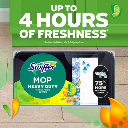 Swiffer Heavy Duty Mop Refills - Multi-Surface Cleaning Cloths with Gain & Unstopables Scents | 30 Count
