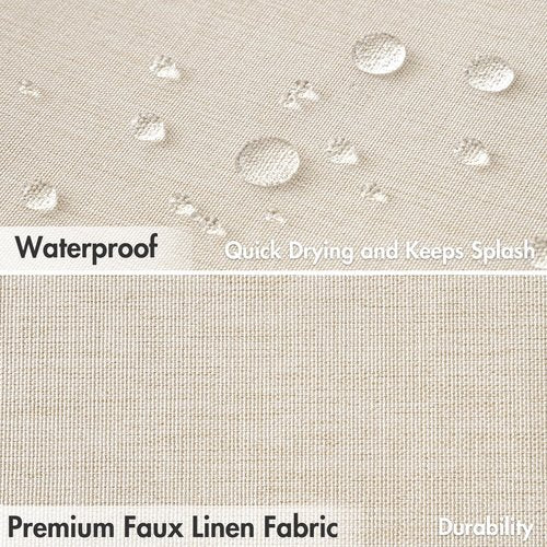 MIULEE Beige Scalloped Shower Curtain Linen Textured with 12 Metal Hooks Cute Heavy Duty Washable Waterproof Neutral Thick Cloth Shower Curtains with Black Border for Bathroom Bathtub,W72*L72 Cream