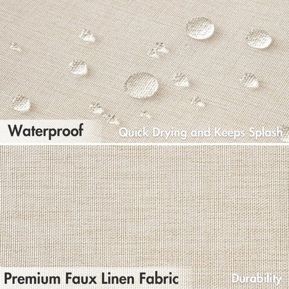 MIULEE Beige Scalloped Shower Curtain Linen Textured with 12 Metal Hooks Cute Heavy Duty Washable Waterproof Neutral Thick Cloth Shower Curtains with Black Border for Bathroom Bathtub,W72*L72 Cream