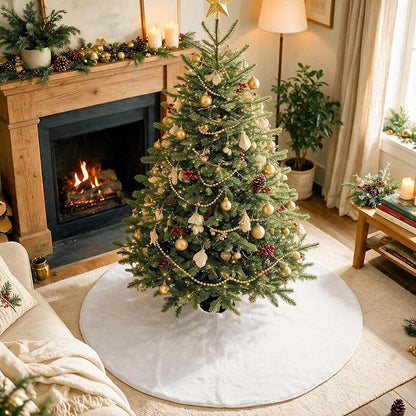 48 Inch White Plush Christmas Tree Skirt – Center Opening, Velvety Decor (Variation: White+48 inch)