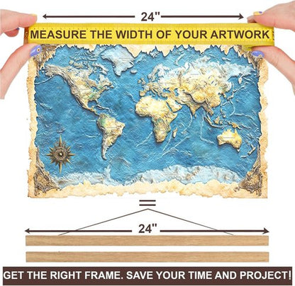 DACRI HOME Magnetic Poster Hanger Frame - Sturdy Teak Wood Design for 24x18, 24x30, 24x36 Prints