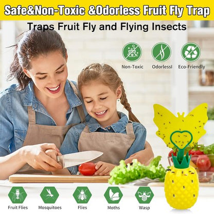 Fruit Fly Trap - Skiennix Effective Indoor Gnat Catcher with Non-Toxic Bait | 2 Pack