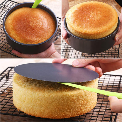 HMIN 6 Inch Round Cake Pan, Removable Bottom Cheesecake Pans, Carbon Steel Non-Stick 6 In Cake Pan Set of 3 (6 Inch-Black 3Pcs)