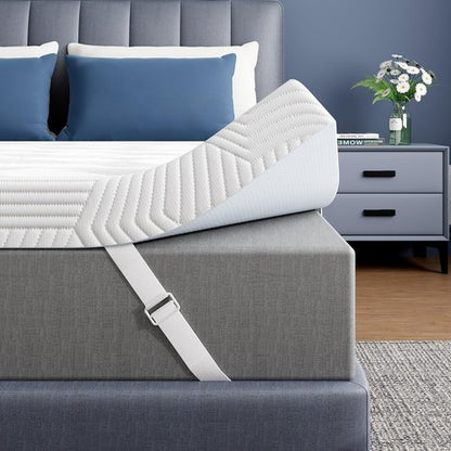 ELEMUSE 3 Inch Gel Memory Foam Mattress Topper Queen Size Pressure-Relieving Mattress Topper for Back Pain,Non-Slip Design with Removable & Washable Cover, CertiPUR-US