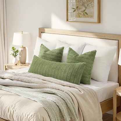 MIULEE Sage Green Long Body Lumbar Pillow Cover - Soft Boho Decor for Couch & Sofa | 14x36 Inch