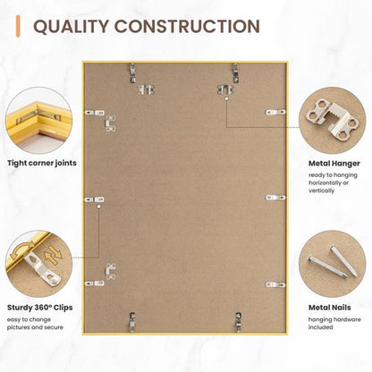 Axeman 18x24 Picture Frame Set of 2, Display 16x20 Pictures with Mat or 18x24 without Mat, Thin Border Wall Gallery Photo Frames for Wall and Tabletop Display, Walnut