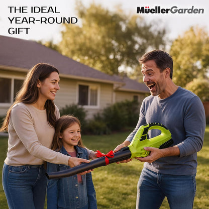 Mueller UltraStorm Cordless Electric Leaf Blower - 140 MPH Power, 2 Batteries & Charger, Lightweight Design
