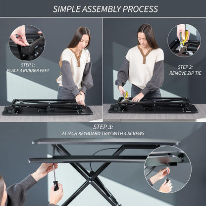 VIVO 32-Inch Height Adjustable Desk Converter - Dual Monitor Sit to Stand Workstation | Black