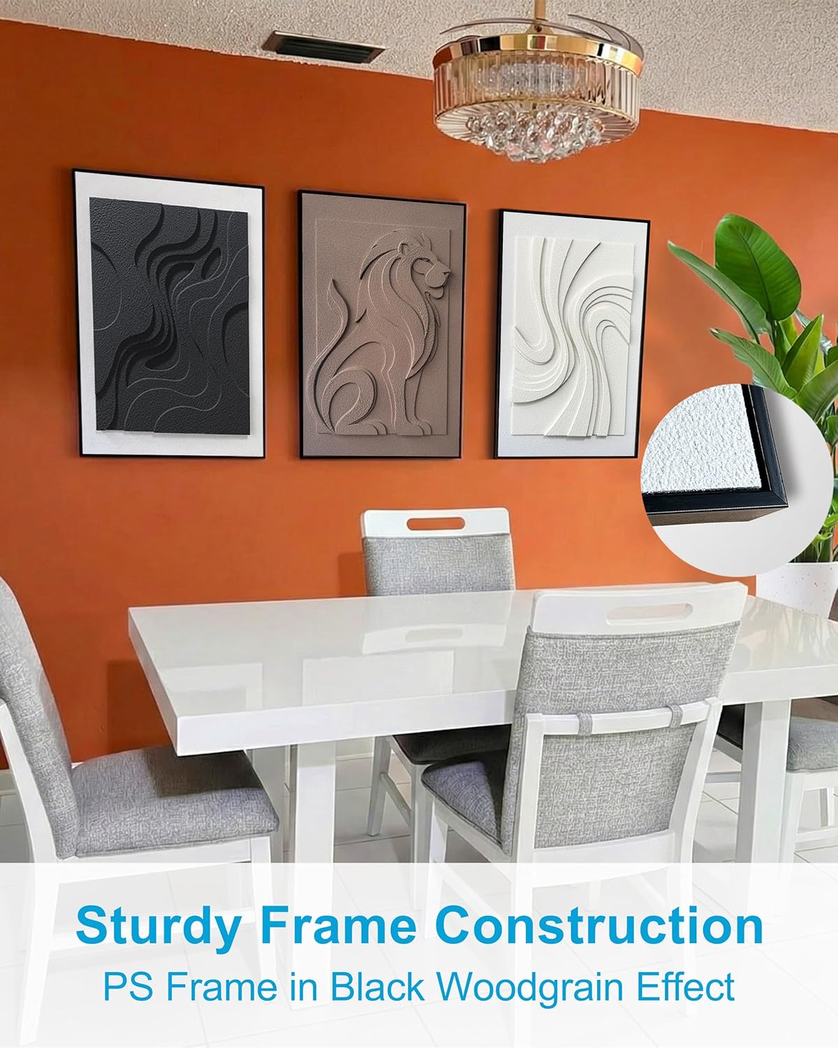 MIX3D Wall Art - 3D Textured Sandstone Set of 3 | 24x36 Inch Framed Handcrafted Artwork for Home Decor