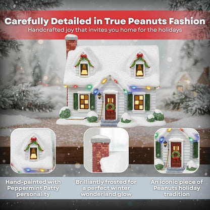 Department 56 Peanuts Christmas Village - Peppermint Patty Reichardt House | Lighted Ceramic Holiday Display, 7.05”