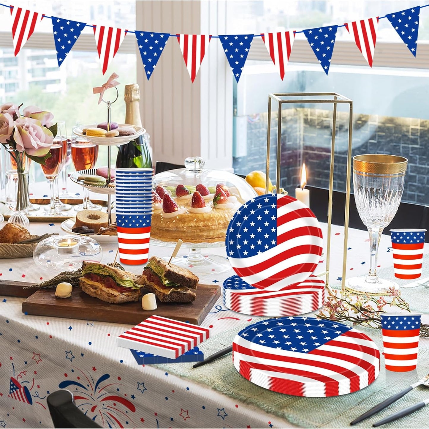 Regine Switzerland 4th of July Decorations - Patriotic Party Supplies with Plates, Napkins & Cups for 25 Guests