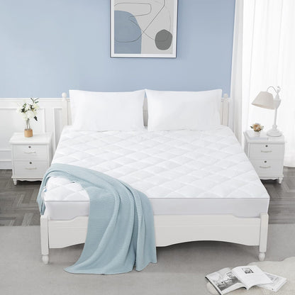 Sunflower Queen Mattress Pad - Hypoallergenic Cotton Cover with Extra Deep Pocket (18-22")