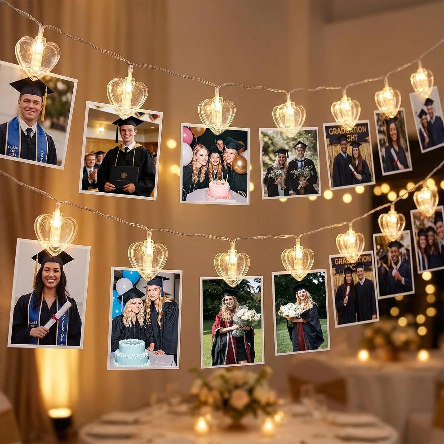 Skiennix 20 Photo String Lights - 9.85Ft Clear Clips for Indoor/Outdoor Decor | Perfect for Weddings & Parties
