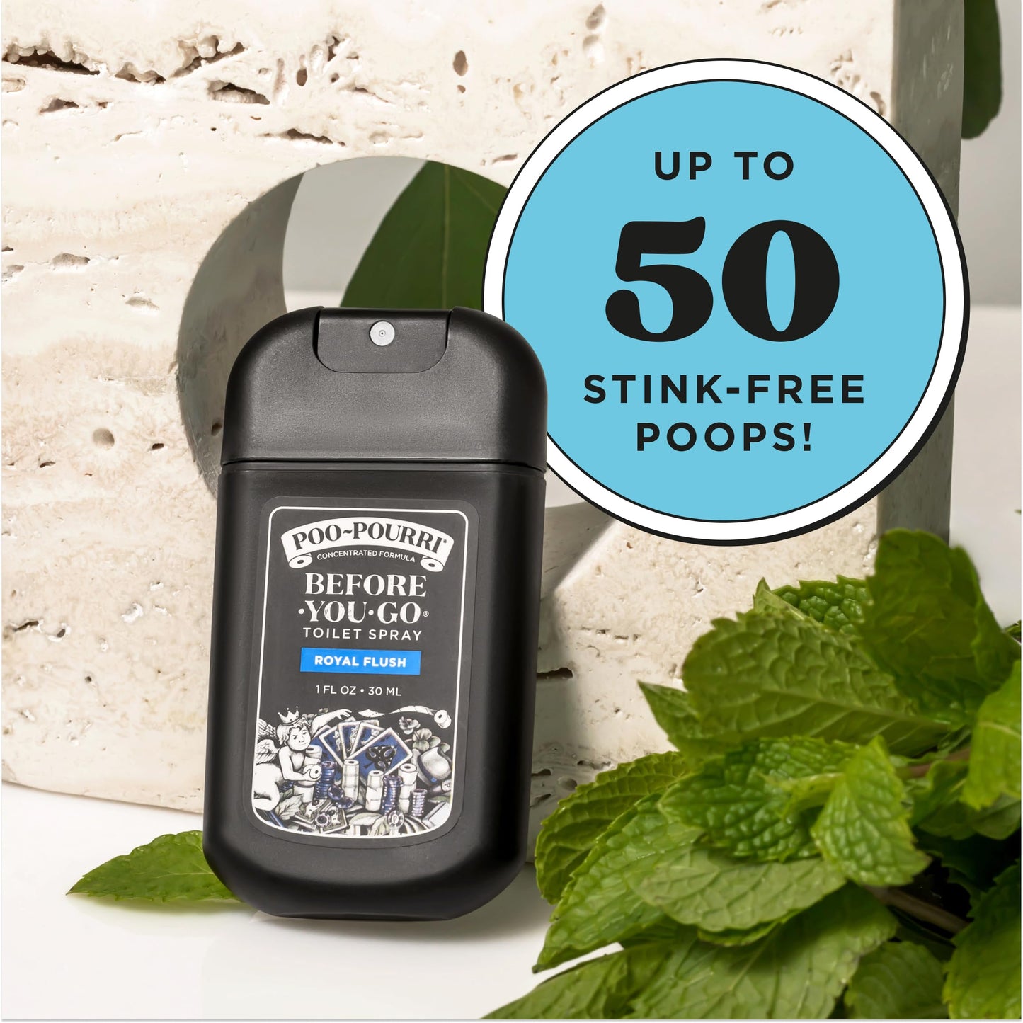 Poo-Pourri Before-You-Go Pocket Toilet Spray, Travel Essentials, Royal Flush, 1 Fl Oz, Up to 50 Uses, On-The-Go Bathroom Odor Deodorizer with Essential Oils, TSA Approved Size, Eucalyptus & Spearmint