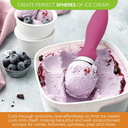 Spring Chef Heavy Duty Ice Cream Scoop - Non-Slip Handle for Gelato, Sorbet & More | Dishwasher Safe - Magenta
