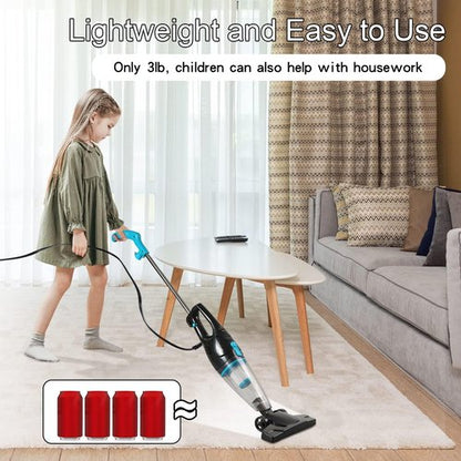Intercleaner Corded Vacuum Cleaner - 15KPa Powerful Suction, 12-in-1 Lightweight Bagless Stick | Ultra Quiet for Hardwood Floors & Pet Hair