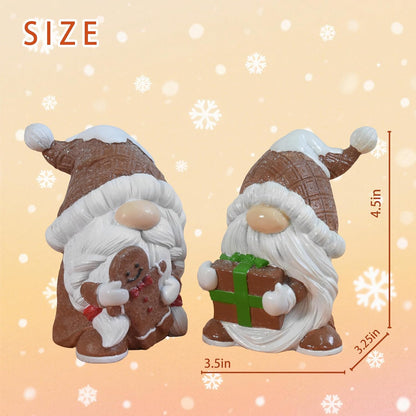 Regine Switzerland Gnome Christmas Decorations - 2Pcs Resin Gingerbread Gnomes | 4.5 Inch Table Decor Gifts for Women