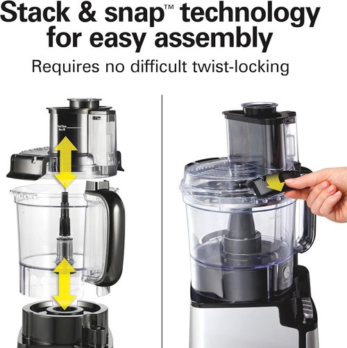 Hamilton Beach Food Processor - BPA-Free, Stainless Steel Blades, 12-Cup Capacity, 2-Speed Motor, Black