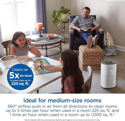 Clorox HEPA Air Purifier - True HEPA Filter for Medium Rooms Up to 1,000 Sq Ft | Removes 99.9% of Allergens