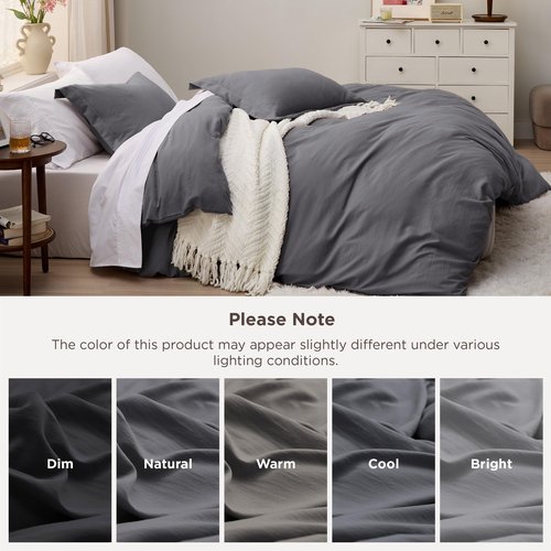 Bedsure Dark Grey Oversized Queen Duvet Cover - 3 Pieces Prewashed Cotton-Like Polyester Extra Soft Bedding Set, Includes 1 Duvet Cover 98x98 Inches with Zipper Closure & 2 Pillow Shams, No Comforter