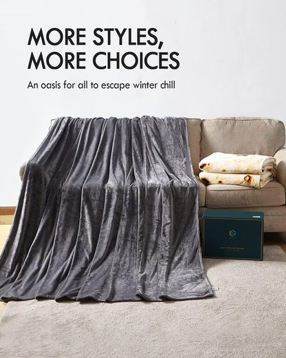 Kaisa Oversized Huge Blanket - 120" x 120", Soft Cozy Plush Flannel, Outdoor & Giant Picnic Blanket, Gray