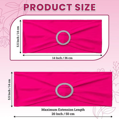 MDS Spandex Chair Sashes - Pack of 150 Elastic Stretch Bows with Buckle Slider for Wedding Decor | Magenta