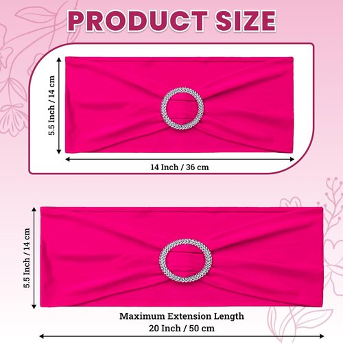 MDS Spandex Chair Sashes - Premium Stretch Covers with Buckle Slider for Weddings & Events | Pack of 10 - Magenta