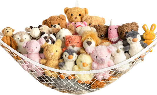 Skiennix Stuffed Animal Storage Hammock - Large Corner Net for Plush Toy Organization | Cute Nursery Decor