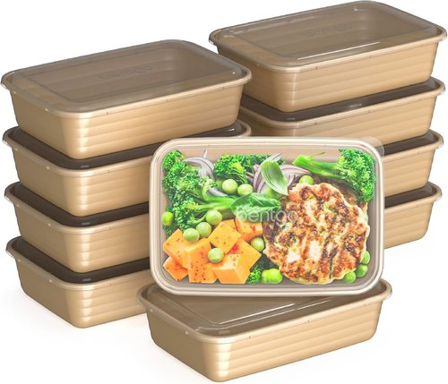 Bentgo Prep - 20-Piece Reusable Meal Prep Containers | Durable, BPA-Free, Microwave & Dishwasher Safe (Gold)