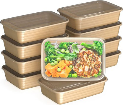 Bentgo Prep - 20-Piece Reusable Meal Prep Containers | Durable, BPA-Free, Microwave & Dishwasher Safe (Gold)