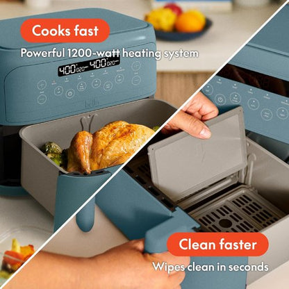Bella 4 Qt TriZone Air Fryer - EverGood™ Ceramic Nonstick, Dual Basket Design | Digital Touchscreen, 6 Presets