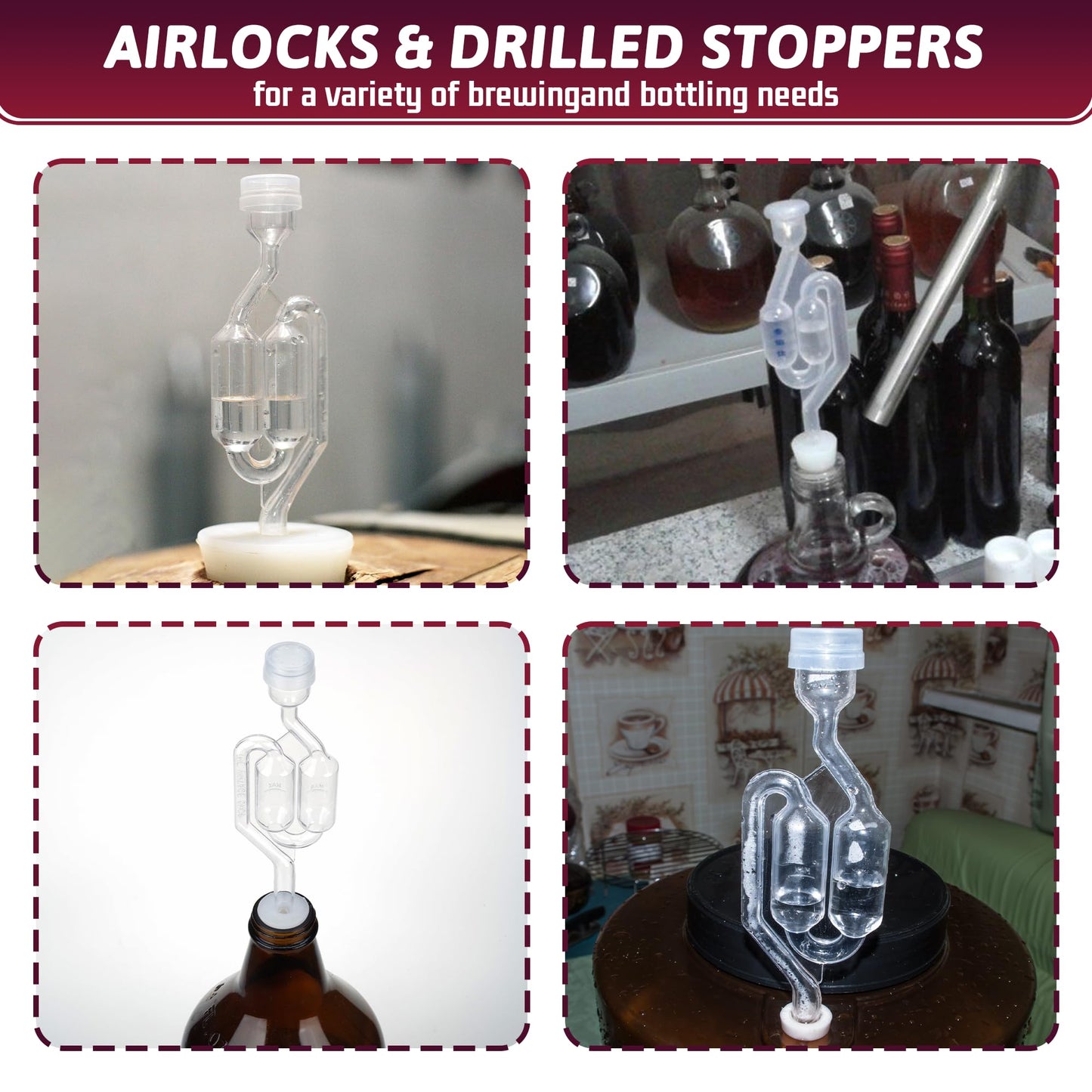 LURKA Wine & Mead Making Kit，Siphon Pump with 6 Feet of Tubing, Bottling Wand, Clamp, Bubble Airlock and Drilled Stopper，Wine Making Supplies for Beginners，Wine Wand and Auto Siphon Included