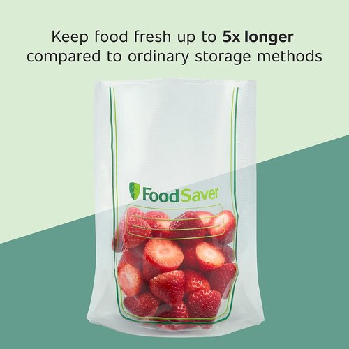 FoodSaver Vacuum Sealer Bags - Custom Fit Airtight Food Storage & Sous Vide | 11" x 16' & 1-Gallon, 10 Count, Clear