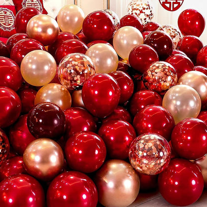 Voircoloria Ruby Red Balloons - 12-Inch Dark Red Latex Party Balloons | 66-Pack for Celebrations