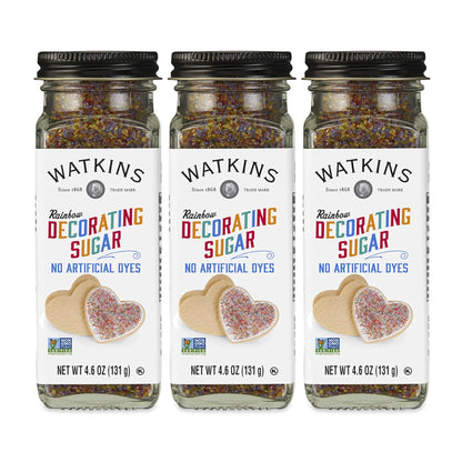 Watkins Rainbow Decorating Sugar - Non-GMO Sweetener | 4.6 Ounce Pack of 3