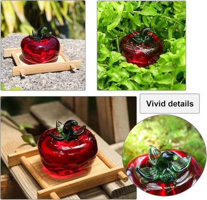 LONGWIN Glass Mini Tomatoes Figurines - Collectible Crystal Fruit Ornaments for Home Decor