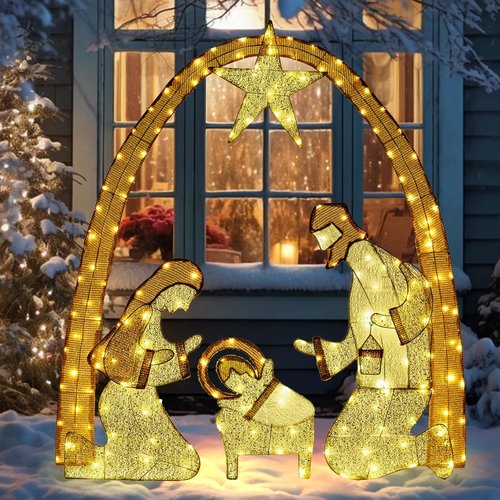 Lighted Outdoor Nativity Scene | Large Christmas Holy Family Yard Decoration for Garden & Home