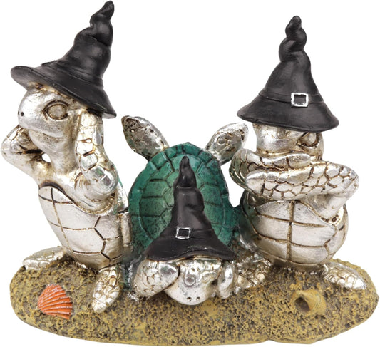Needzo Turtle Figurine - Hear See Speak No Evil Halloween Sea Creature Decoration | 4.5 x 4 Inches