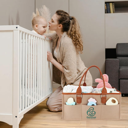 Skiennix Diaper Caddy Organizer - Portable Nursery Storage Bin with Handles | Large Capacity for Baby Essentials