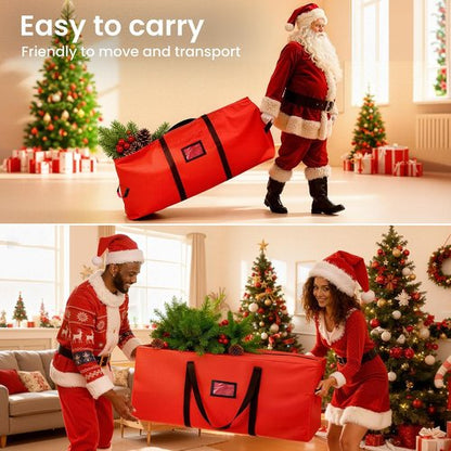 Christmas Tree Storage Bag - 9FT Heavy Duty Waterproof Bag with Dual Zippers & Reinforced Handles | Red