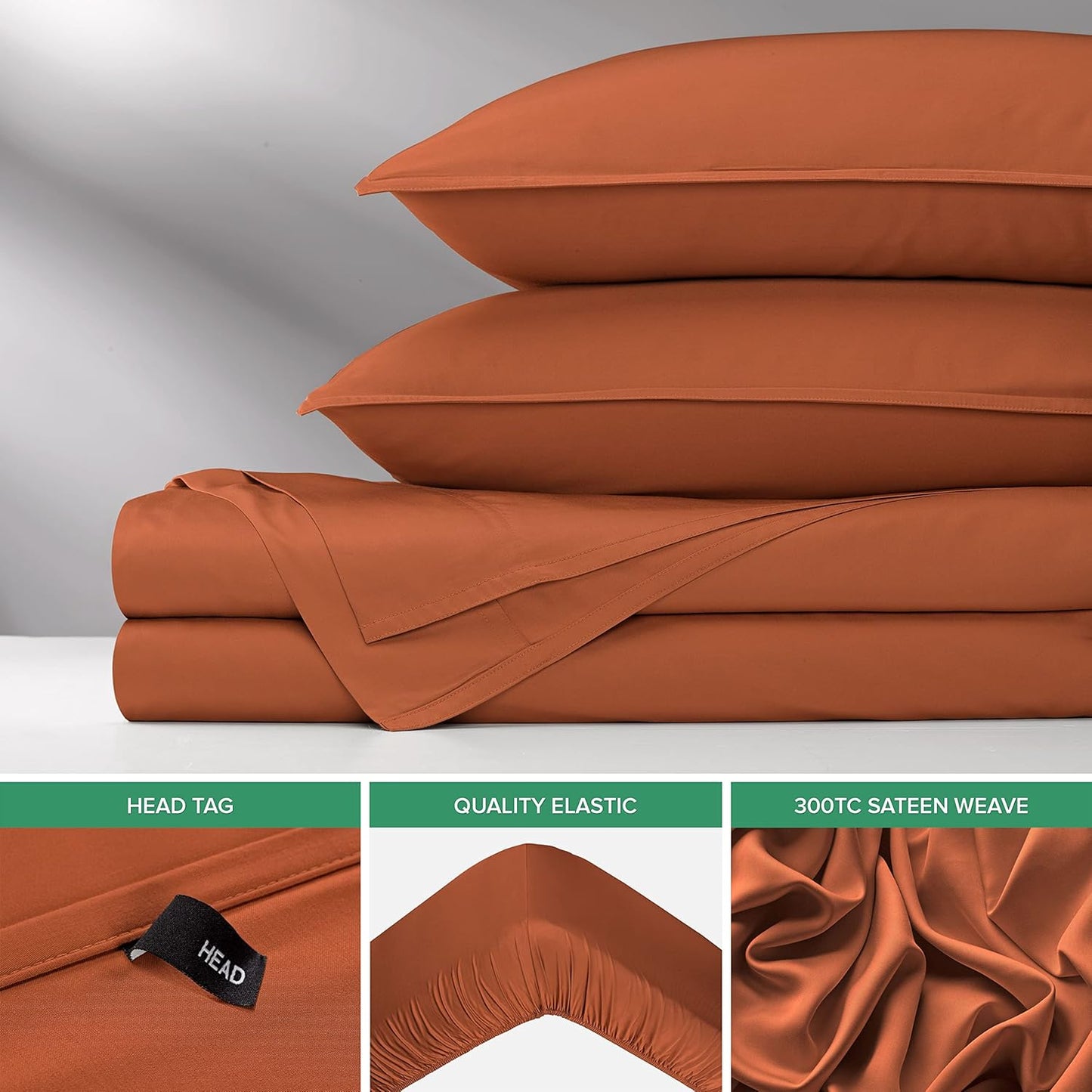 Pure Bamboo Split King Sheets - 100% Organic Viscose Bed Sheet Set, Soft & Cooling, 2 Fitted Sheets (Terracotta)