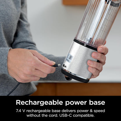 Ninja Blast Portable Blender - Cordless 18oz Personal Blender for Smoothies & Shakes | BPA Free, USB-C Rechargeable, White Glitter