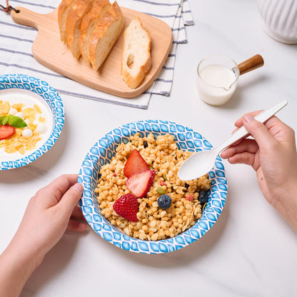 MUCHII 20 Oz Paper Bowls 180 Count Disposable Bowls, Printed Soak Proof Large Bowls for Breakfast, Lunch, and Dinner Meals